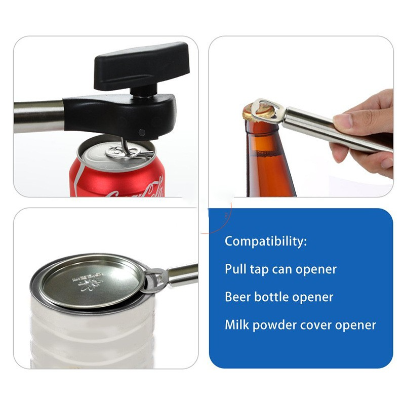 Multifunctional Safety Can Opener Stainless Steel