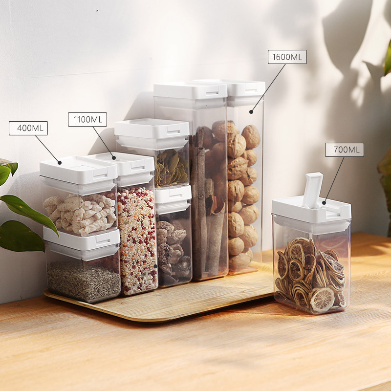 Kitchen food storage canisters plastic sealed containers household food containers